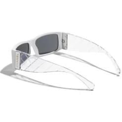 Chanel - Rectangle Sunglasses - White Gray - Chanel Eyewear - Avvenice