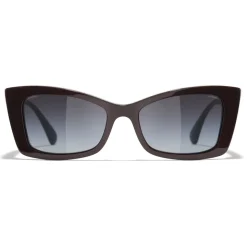 Chanel - Rectangle Sunglasses - Dark Red White Gold - Chanel Eyewear - Avvenice