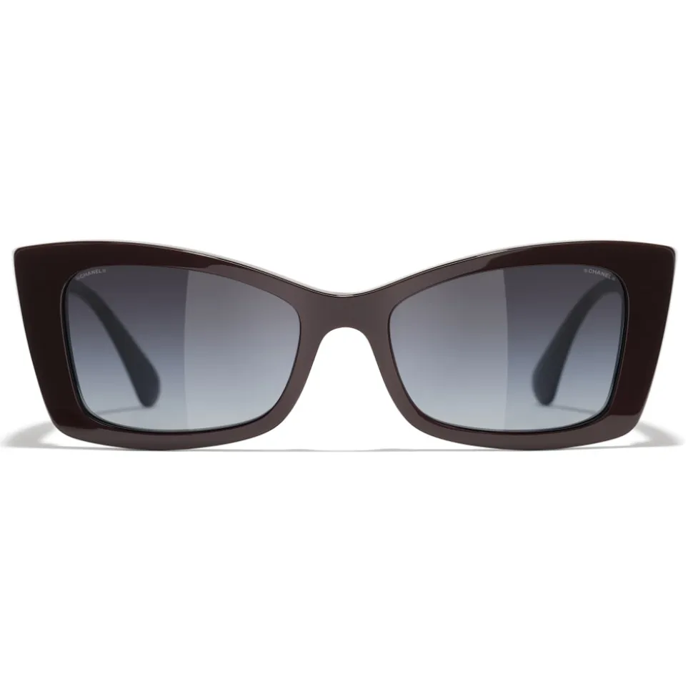 Chanel - Rectangle Sunglasses - Dark Red White Gold - Chanel Eyewear - Avvenice