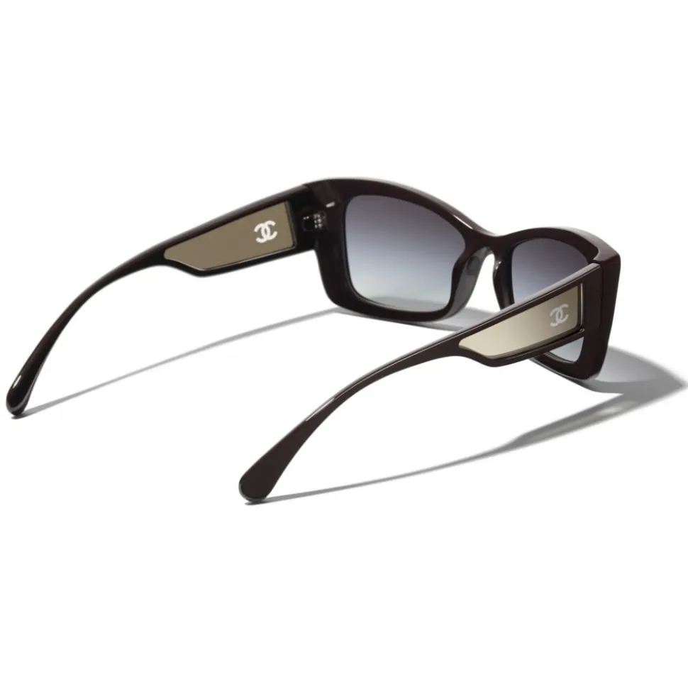 Chanel - Rectangle Sunglasses - Dark Red White Gold - Chanel Eyewear - Avvenice