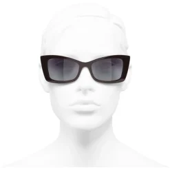 Chanel - Rectangle Sunglasses - Dark Red White Gold - Chanel Eyewear - Avvenice