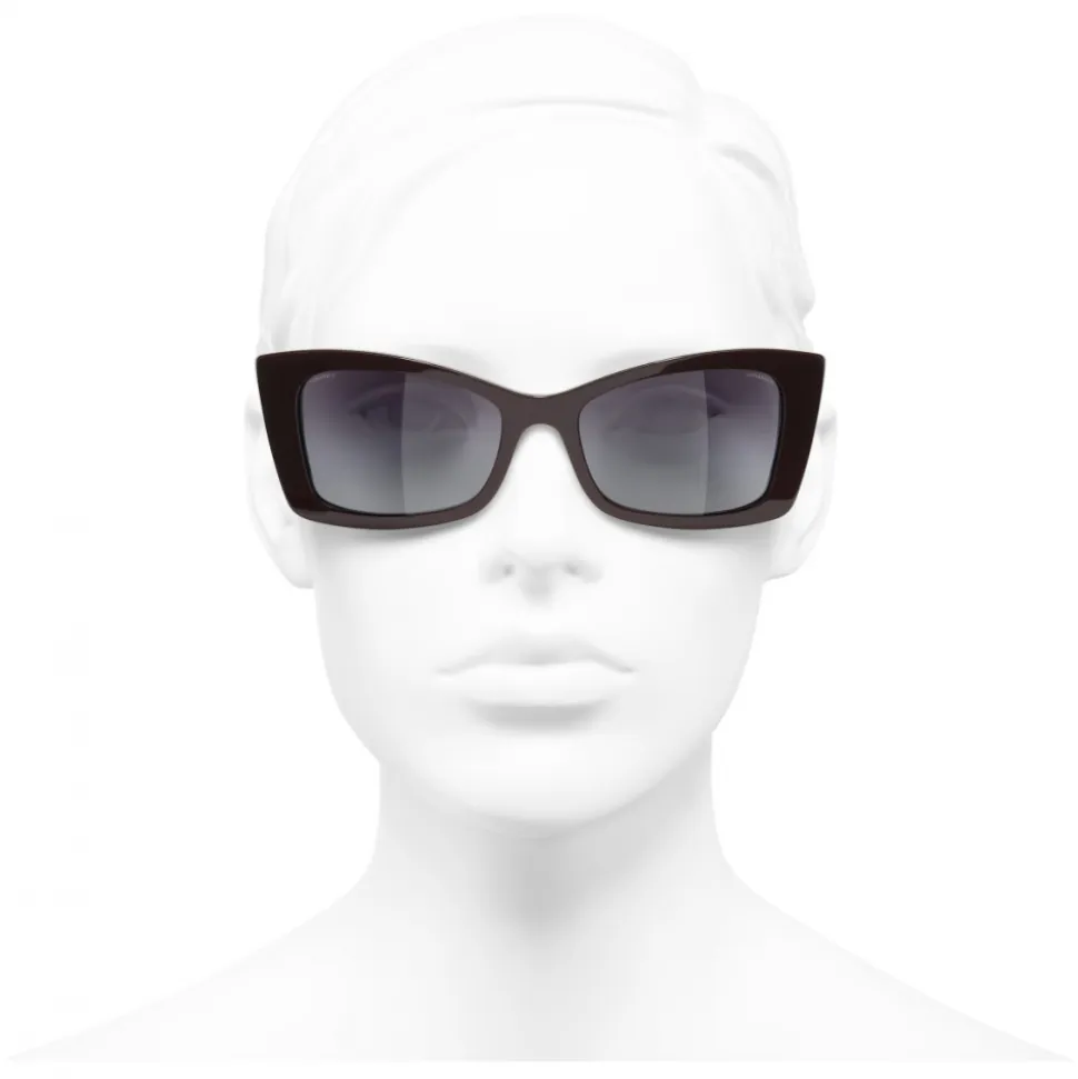 Chanel - Rectangle Sunglasses - Dark Red White Gold - Chanel Eyewear - Avvenice