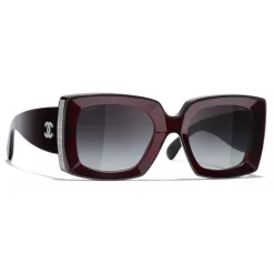 Chanel - Rectangle Sunglasses - Dark Burgundy Gray - Chanel Eyewear - Avvenice