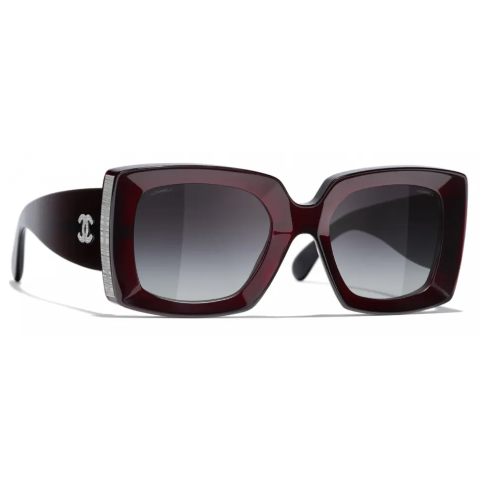 Chanel - Rectangle Sunglasses - Dark Burgundy Gray - Chanel Eyewear - Avvenice