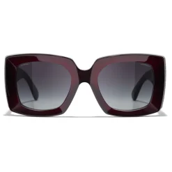 Chanel - Rectangle Sunglasses - Dark Burgundy Gray - Chanel Eyewear - Avvenice