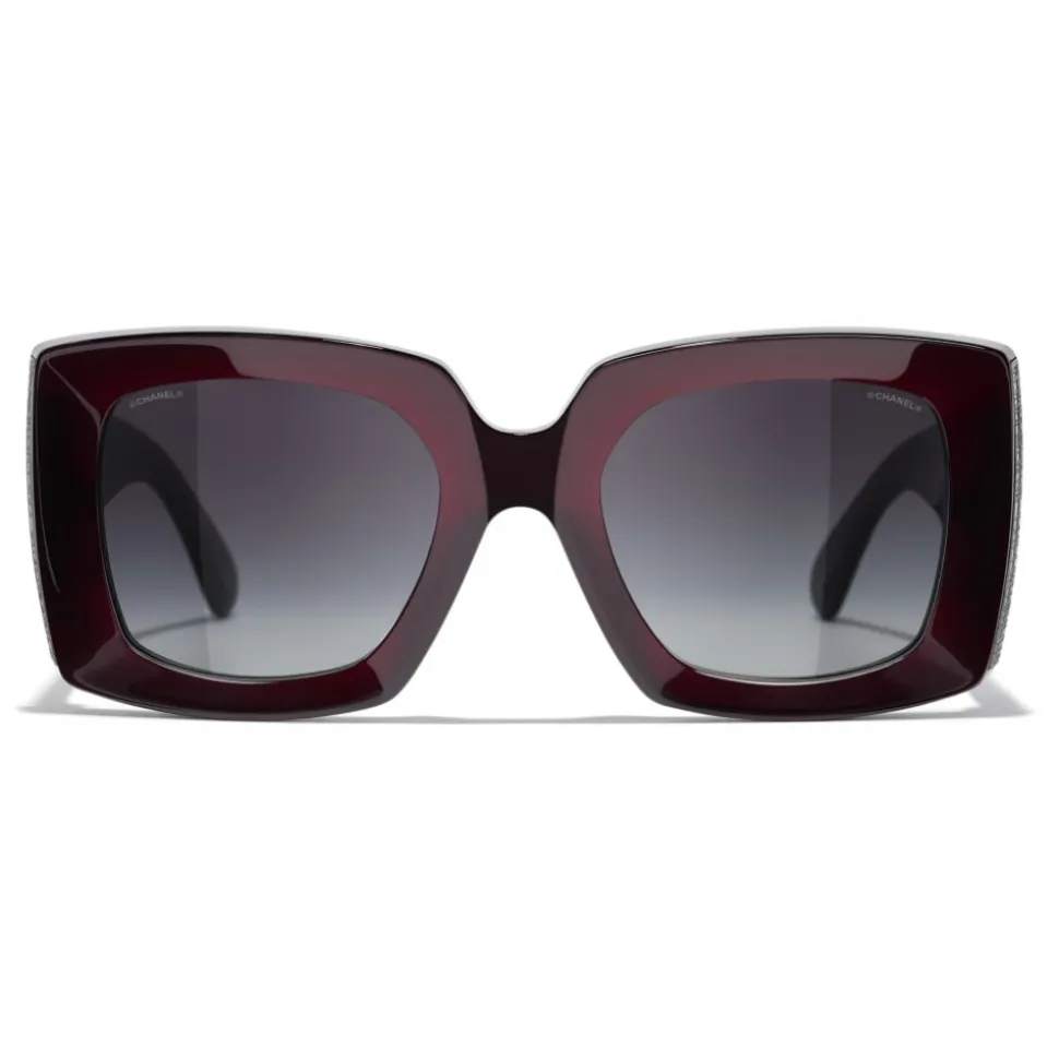 Chanel - Rectangle Sunglasses - Dark Burgundy Gray - Chanel Eyewear - Avvenice