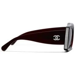 Chanel - Rectangle Sunglasses - Dark Burgundy Gray - Chanel Eyewear - Avvenice