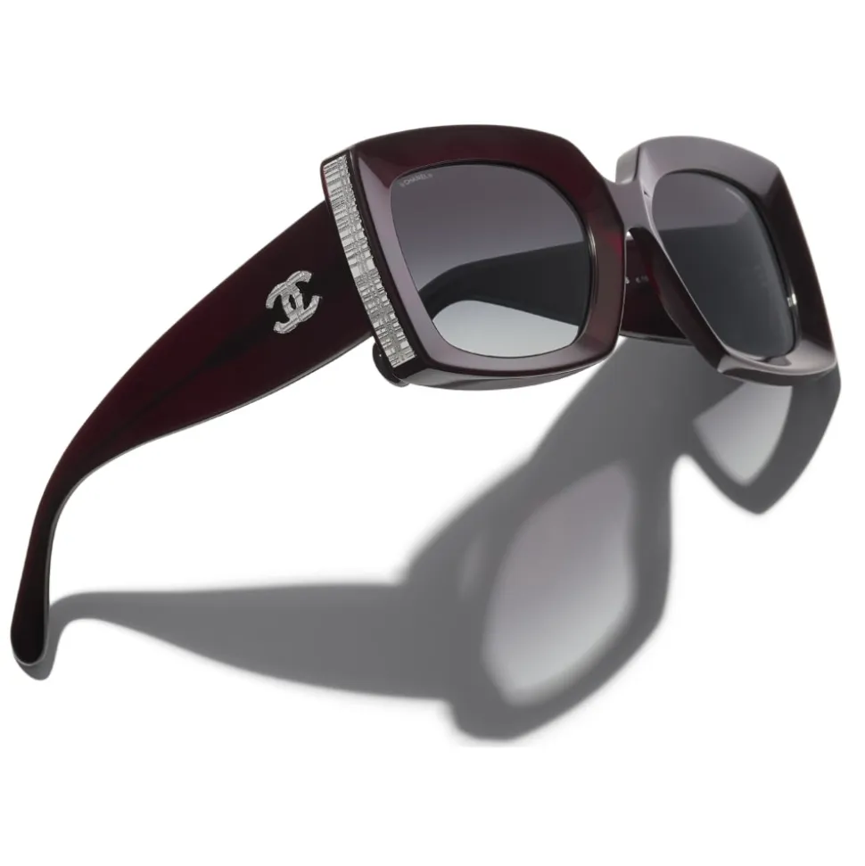 Chanel - Rectangle Sunglasses - Dark Burgundy Gray - Chanel Eyewear - Avvenice
