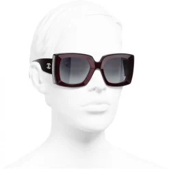 Chanel - Rectangle Sunglasses - Dark Burgundy Gray - Chanel Eyewear - Avvenice