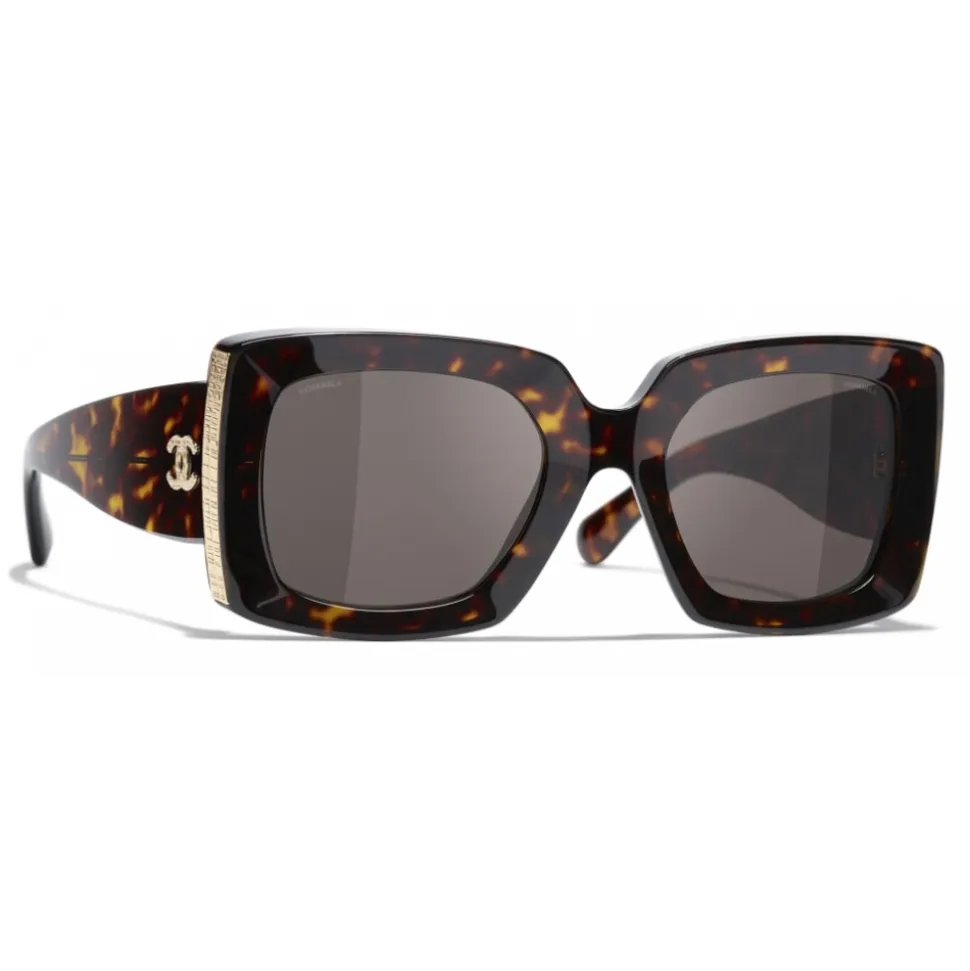Chanel - Rectangle Sunglasses - Dark Tortoise Brown - Chanel Eyewear - Avvenice
