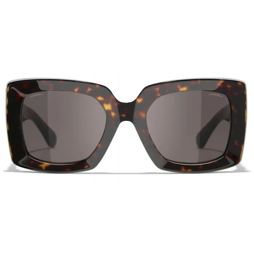 Chanel - Rectangle Sunglasses - Dark Tortoise Brown - Chanel Eyewear - Avvenice