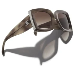 Chanel - Rectangle Sunglasses - Tortoise Silver Brown - Chanel Eyewear - Avvenice