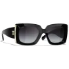 Chanel - Rectangle Sunglasses - Black Gold Gray - Chanel Eyewear - Avvenice