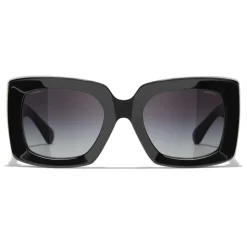 Chanel - Rectangle Sunglasses - Black Gold Gray - Chanel Eyewear - Avvenice
