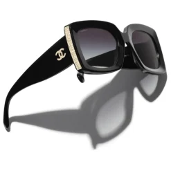 Chanel - Rectangle Sunglasses - Black Gold Gray - Chanel Eyewear - Avvenice