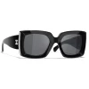 Chanel - Rectangle Sunglasses - Black Silver Gray - Chanel Eyewear - Avvenice