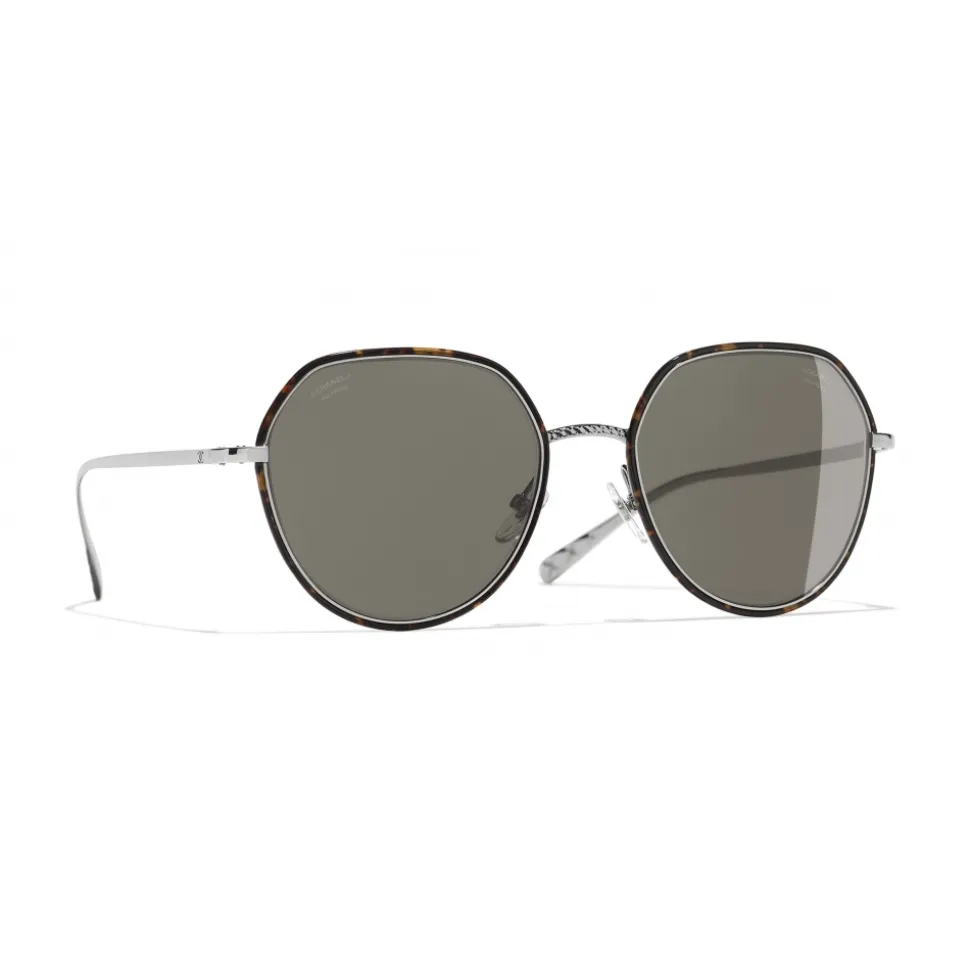 Chanel - Round Sunglasses - Dark Silver Brown - Chanel Eyewear - Avvenice