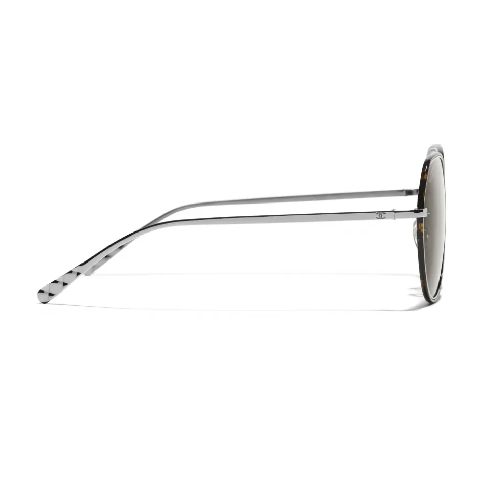 Chanel - Round Sunglasses - Dark Silver Brown - Chanel Eyewear - Avvenice