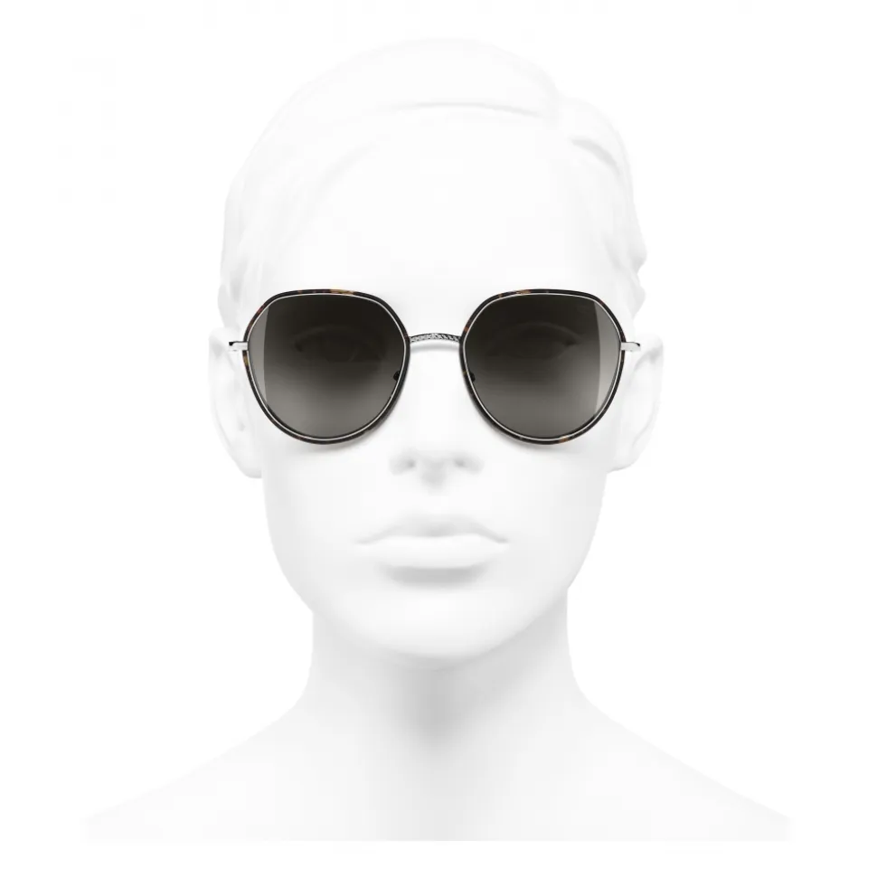 Chanel - Round Sunglasses - Dark Silver Brown - Chanel Eyewear - Avvenice