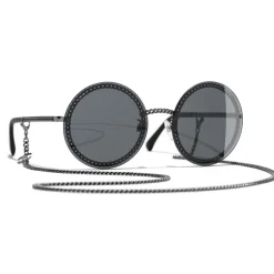 Chanel - Round Sunglasses - Dark Silver Gray - Chanel Eyewear - Avvenice