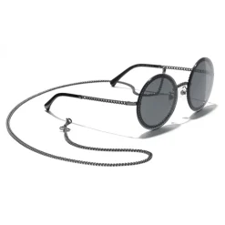 Chanel - Round Sunglasses - Dark Silver Gray - Chanel Eyewear - Avvenice