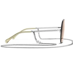 Chanel - Round Sunglasses - Silver Light Brown - Chanel Eyewear - Avvenice