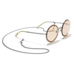 Chanel - Round Sunglasses - Silver Light Brown - Chanel Eyewear - Avvenice