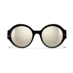 Chanel - Round Sunglasses - Black White Gold - Chanel Eyewear - Avvenice