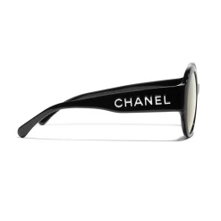 Chanel - Round Sunglasses - Black White Gold - Chanel Eyewear - Avvenice