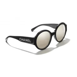 Chanel - Round Sunglasses - Black White Gold - Chanel Eyewear - Avvenice