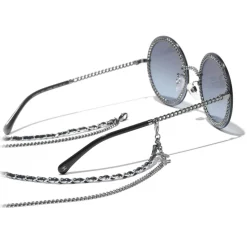 Chanel - Round Sunglasses - Dark Silver Blue - Chanel Eyewear - Avvenice