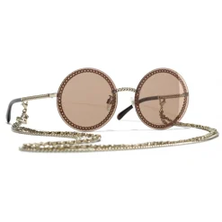 Chanel - Round Sunglasses - Gold Light Brown - Chanel Eyewear - Avvenice