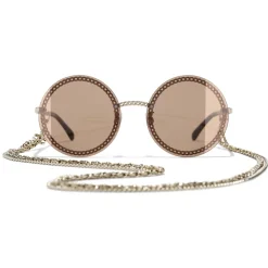 Chanel - Round Sunglasses - Gold Light Brown - Chanel Eyewear - Avvenice