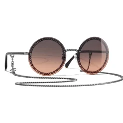 Chanel - Round Sunglasses - Dark Silver Orange - Chanel Eyewear - Avvenice
