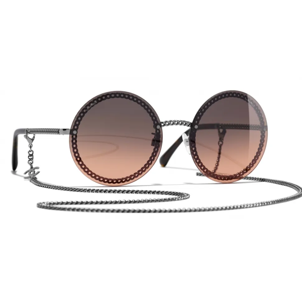 Chanel - Round Sunglasses - Dark Silver Orange - Chanel Eyewear - Avvenice