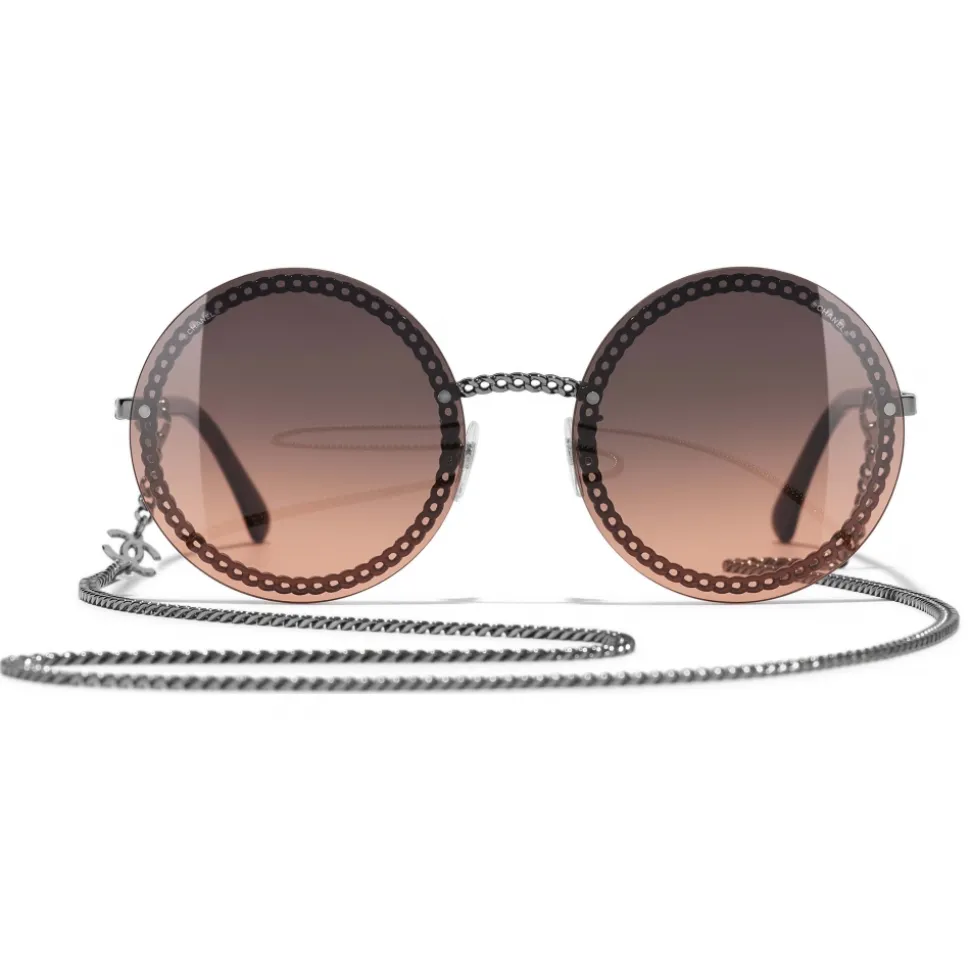 Chanel - Round Sunglasses - Dark Silver Orange - Chanel Eyewear - Avvenice