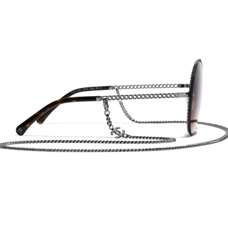 Chanel - Round Sunglasses - Dark Silver Orange - Chanel Eyewear - Avvenice