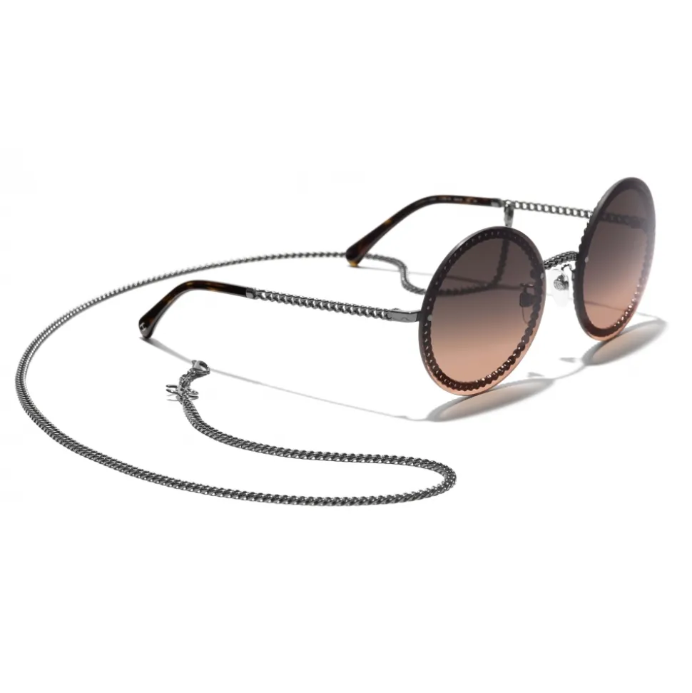 Chanel - Round Sunglasses - Dark Silver Orange - Chanel Eyewear - Avvenice