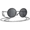 Chanel - Round Sunglasses - Silver Dark Gray - Chanel Eyewear - Avvenice