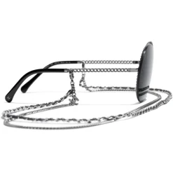 Chanel - Round Sunglasses - Silver Dark Gray - Chanel Eyewear - Avvenice