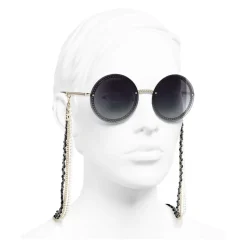 Chanel - Round Sunglasses - Gold Gray - Chanel Eyewear - Avvenice