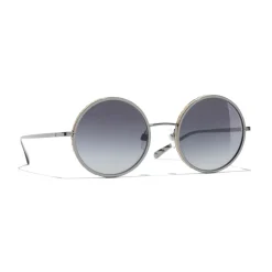 Chanel - Round Sunglasses - Dark Silver Gray - Chanel Eyewear - Avvenice