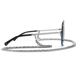 Chanel - Round Sunglasses - Silver Light Blue - Chanel Eyewear - Avvenice