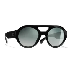 Chanel - Round Sunglasses - Black Green Mirror - Chanel Eyewear - Avvenice