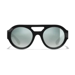 Chanel - Round Sunglasses - Black Green Mirror - Chanel Eyewear - Avvenice