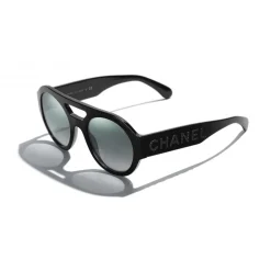 Chanel - Round Sunglasses - Black Green Mirror - Chanel Eyewear - Avvenice