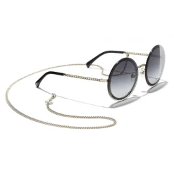 Chanel - Round Sunglasses - Gold Gray Gradient - Chanel Eyewear - Avvenice