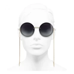 Chanel - Round Sunglasses - Gold Gray Gradient - Chanel Eyewear - Avvenice