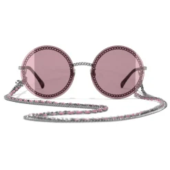 Chanel - Round Sunglasses - Dark Silver Pink - Chanel Eyewear - Avvenice