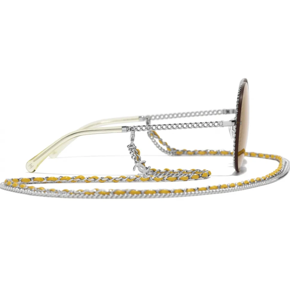 Chanel - Round Sunglasses - Silver Yellow - Chanel Eyewear - Avvenice